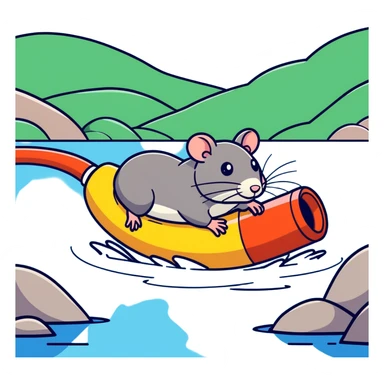 Rat floating down river in tube sticker