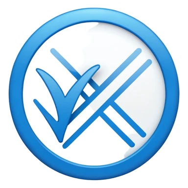 A check mark in a completely blue circle like a max sticker