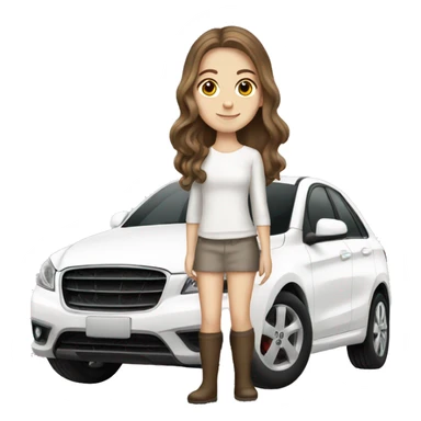 Brown hair white girl in white car sticker