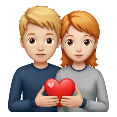 Light hair boy and ginger girl with heart  sticker