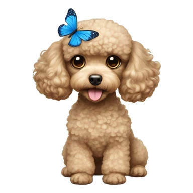 Toy poodle with blue butterfly  sticker