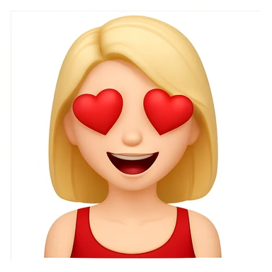 Change her facial expression to in love, keep the same style as the reference image. sticker