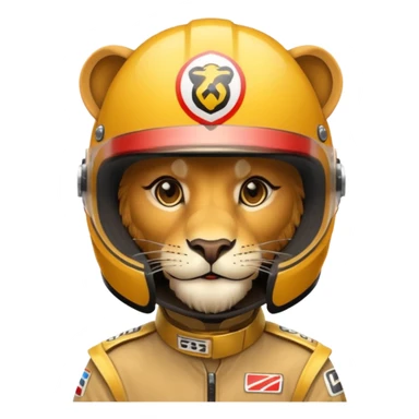 Lion with racing helmet potrait  sticker