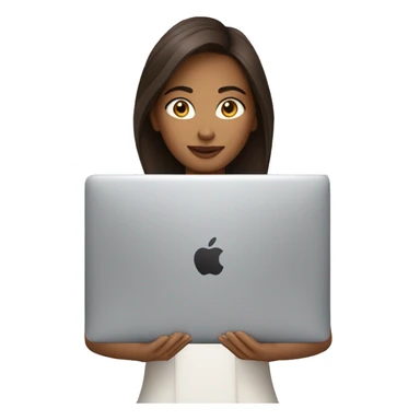 Femme brune peau blanche travaille sur son macbook sticker