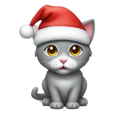 Grey cute Cat with Santa hat sticker