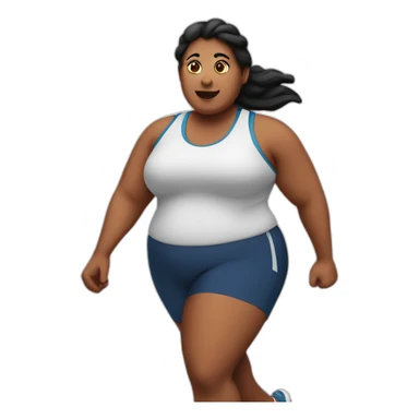 fat runner woman sticker