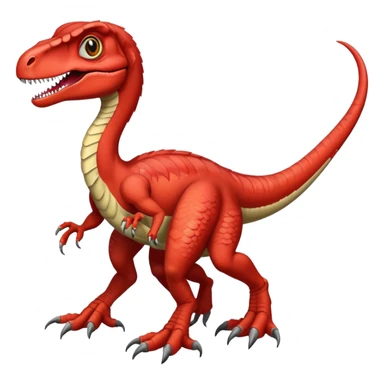 Red velociraptor with 2 legs 2 arms and 1 tail  sticker