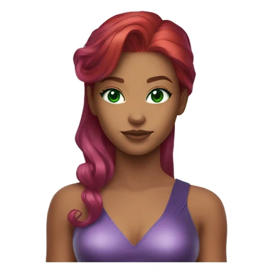 dc comics starfire red hair; purple silver outfit; jade green eyes sticker
