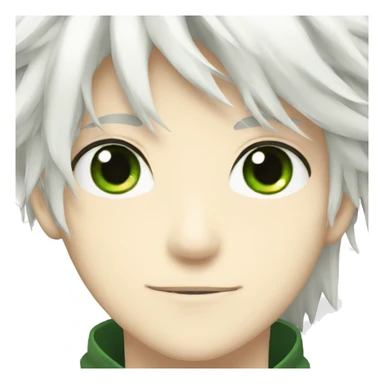 ANIME boy with green eyes and white hair sticker