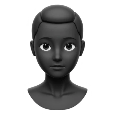minimalist 3d avatar, stylized human bust, no hairstyle, distinctive facial features, smooth matte plastic texture, soft cinematic lighting, subtle rim light, clay render style, modern digital illustration, octane render. black, completely monochrome, matte sticker