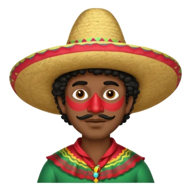 painted face mexican theme, curly hair, male sticker