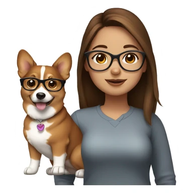 Brown hair girl with glasses with corgi sticker