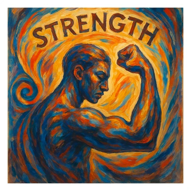 visual interpretation of the concept of strength, creative and artistic sticker