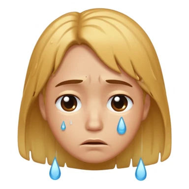 😔 sad emoji with hair 💧 with this emoji sticker