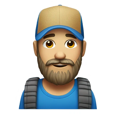 Bearded White male wearing a blue trucker hat. Realistic style  sticker