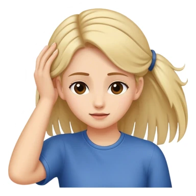 Girl putting her hair behind ear sticker
