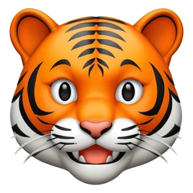 trolling tiger face with mischievous grin for Twitch emote sticker
