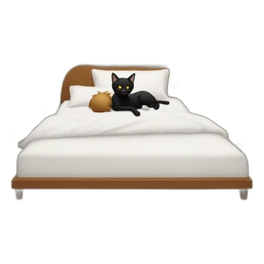 a men sleeping with a black cat on this bed sticker
