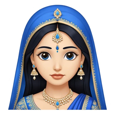 indian bride with long black hair and blue wedding clothes sticker