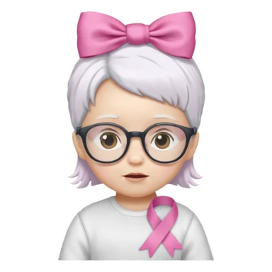 white haired little baby with glassess and ribbon on hair sticker