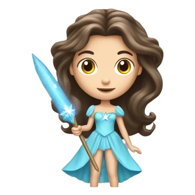Brunette girl fantasy princess star wand sticker