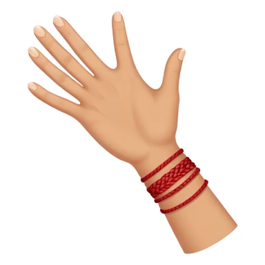 One hand with red bracelet thread  sticker
