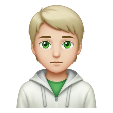 Make the boy in white have green eyes  sticker