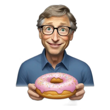 bill gates eating a donut sticker