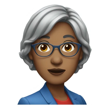Grey long hair with blue streak and red tipped bangs on a lady in her late 40s sticker