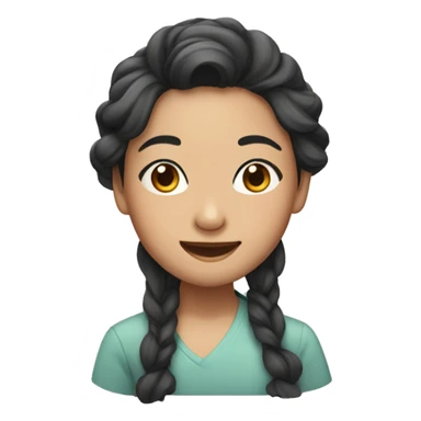 Asian wavy hair girl with wrinkle under left eye smiling sticker
