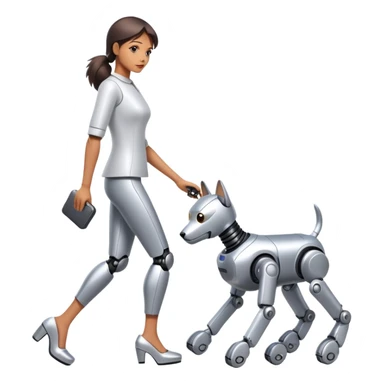 Sorayama girl walking a dog sticker
