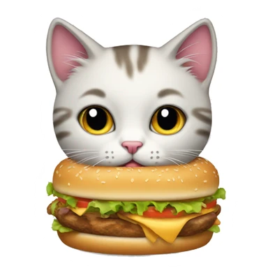 kitty cat eating a hamburger sticker