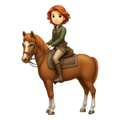 Fille rousse sur un cheval sticker