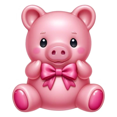pink gummy jelly bear pig with bow sticker