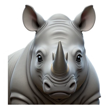 cinematic-noble-rhinoceros-portrait-emoji,-poised,-with-a-massive,-powerful-build-and-a-thick,-hide-of-slate-gray,-deep-set-soulful-piercing-eyes,-simplified-yet-sharp-and-sophisticated-features,-highly-detailed, with large black eyes, szoomed out showing houlders sticker