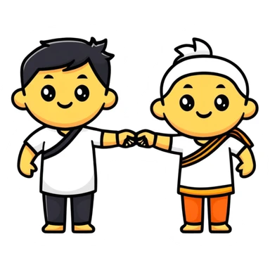 cute characters linking arms with Hindi word Tumse sticker