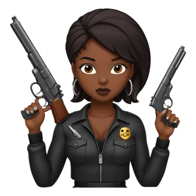 A sexy black female gang member with a gun sticker