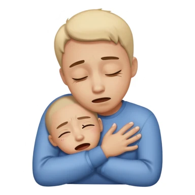 face blending surprise, crying, and comforting hug sticker