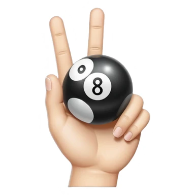 8 ball with a cartoon hand on top, middle finger raised, emoji style sticker