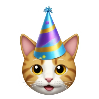 Cat wearing a party hat and celebrating sticker