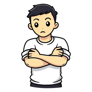 Arms crossed holding neck going crazy sticker