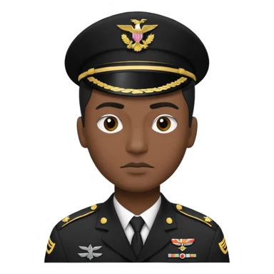 Uma pessoa, preto e branco, como se fosse as televisões de antigamente sem cor. Corte tipo militar, com duas sobrancelhas com risquinhos sticker