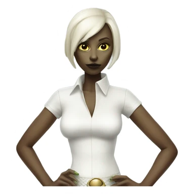 reptilian alien woman in white leather mini skirt, full figure sticker