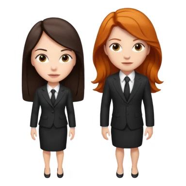 two girls getting married. one ginger with long hair in a suit. one dark haired brunette in a dress switch them sticker