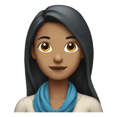 Female teacher with long black hair and a blue scarf sticker