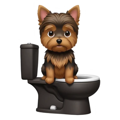 Yorkshire terrier na privada sentado fazer poop 3D sticker