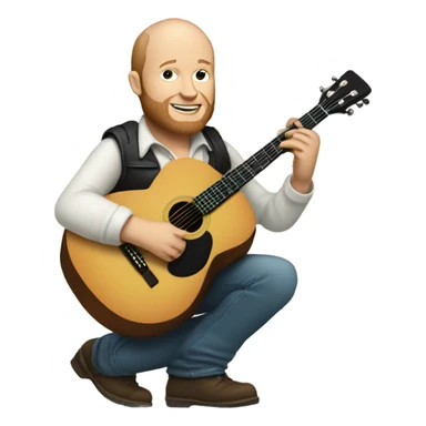 Stan Rogers holding a guitar sticker