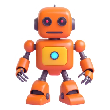 toy robot, 3D style, shiny and playful sticker