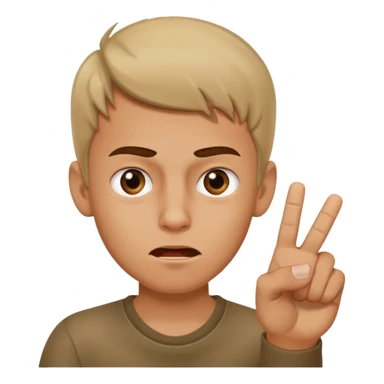 boy making wtf face and showing middle finger sticker