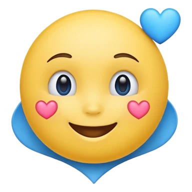 Cute smile emoji with blue heart sticker